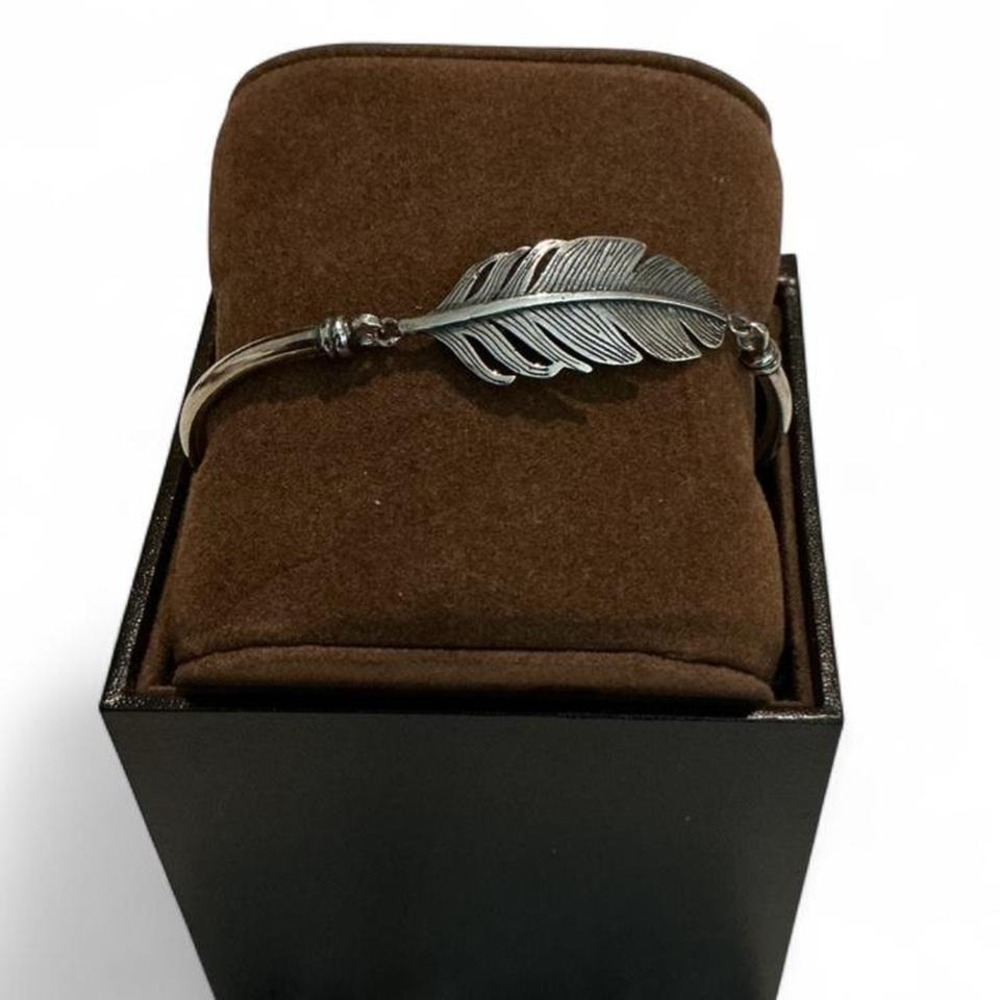 Unbranded Feather Bangle Bracelet Women Silver Excellent 925 Sterling